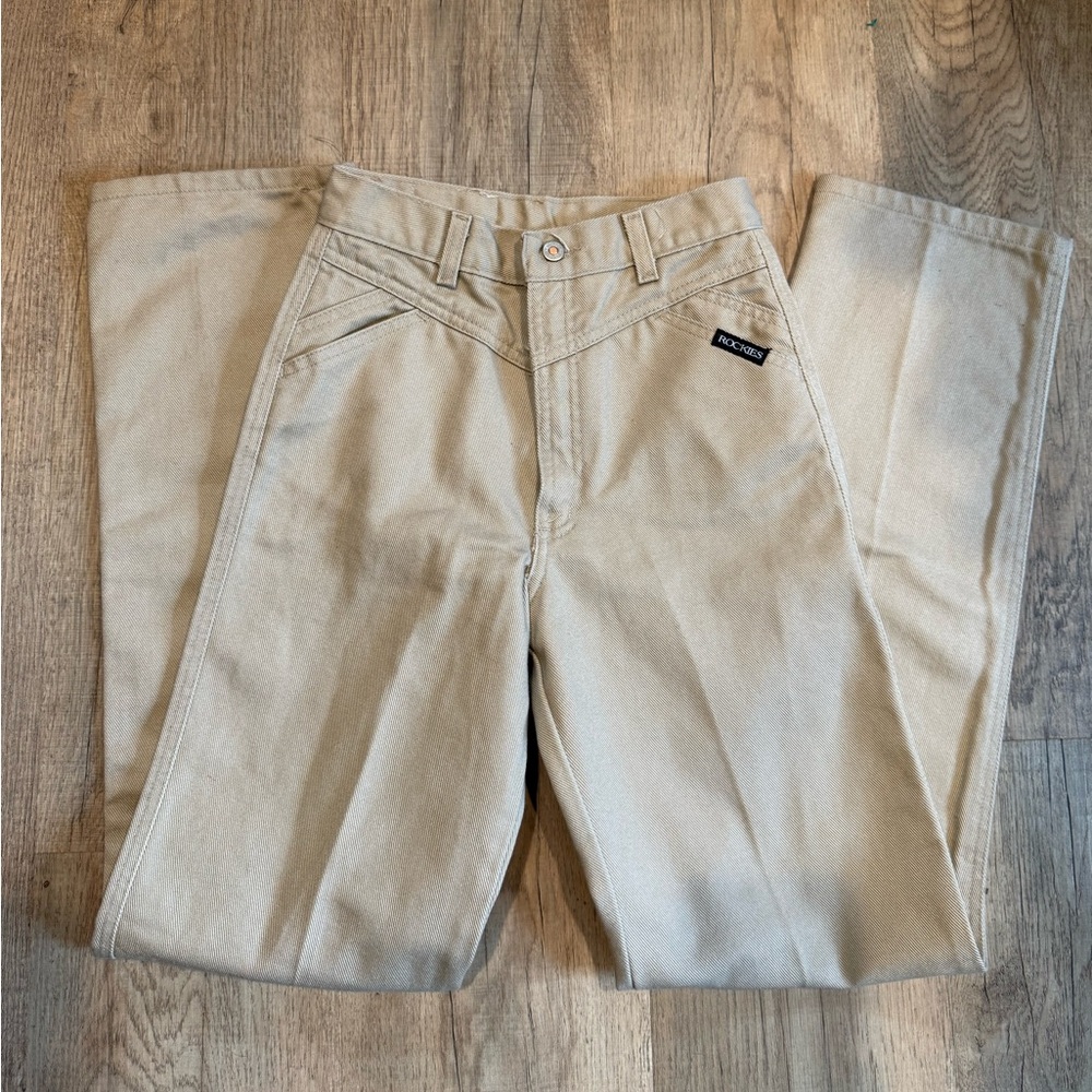 Vintage Rockies Khaki Western High Waist Jeans Girls 14S Tan Cotton 775312